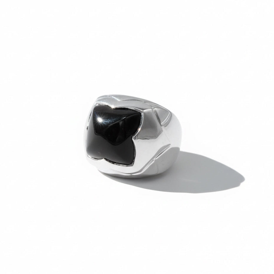 Bulgari - Bague Pyramide - Or blanc - Onyx