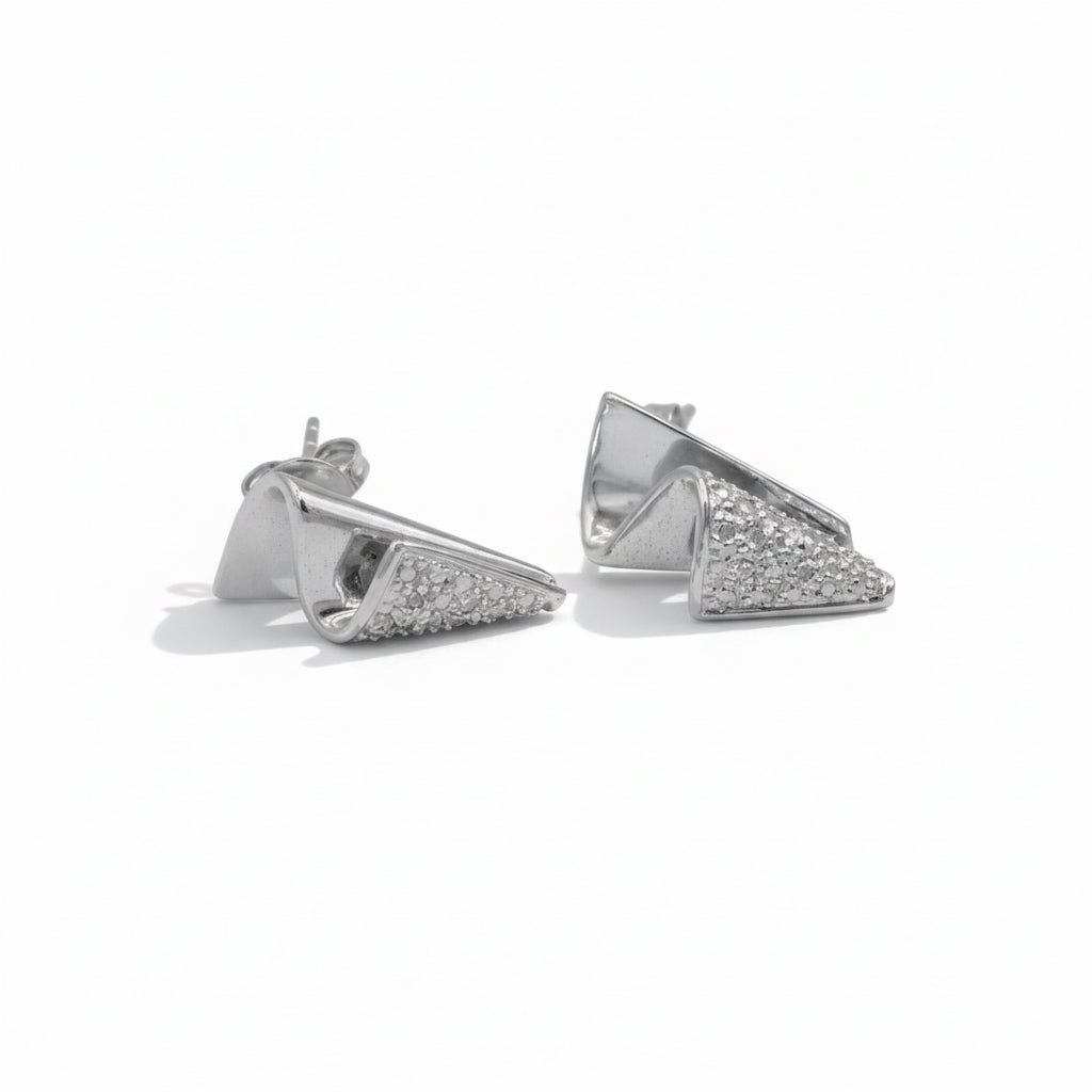 Boucles d’oreilles - Vague - Or blanc et Diamants