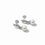 Boucles d’oreilles - Feuillage - Or blanc - Diamants et perles de culture