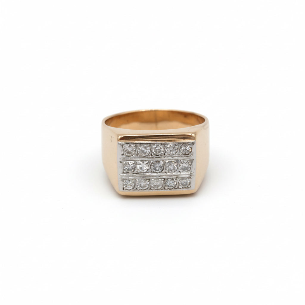 Bague Tank - Or rosé et Diamants