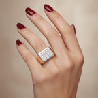 Bague Tank - Or rosé et Diamants