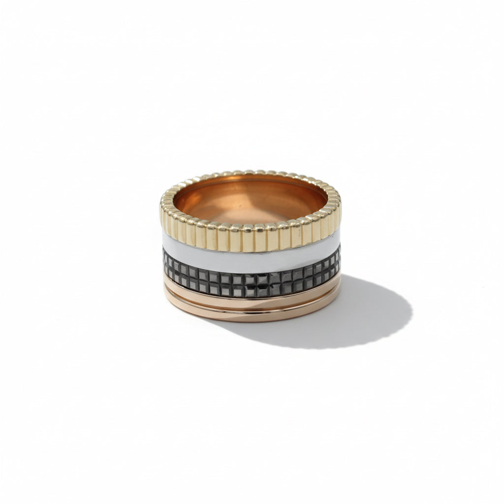 Boucheron - Bague Quatre Classique Large - Or jaune - Or blanc et or rose