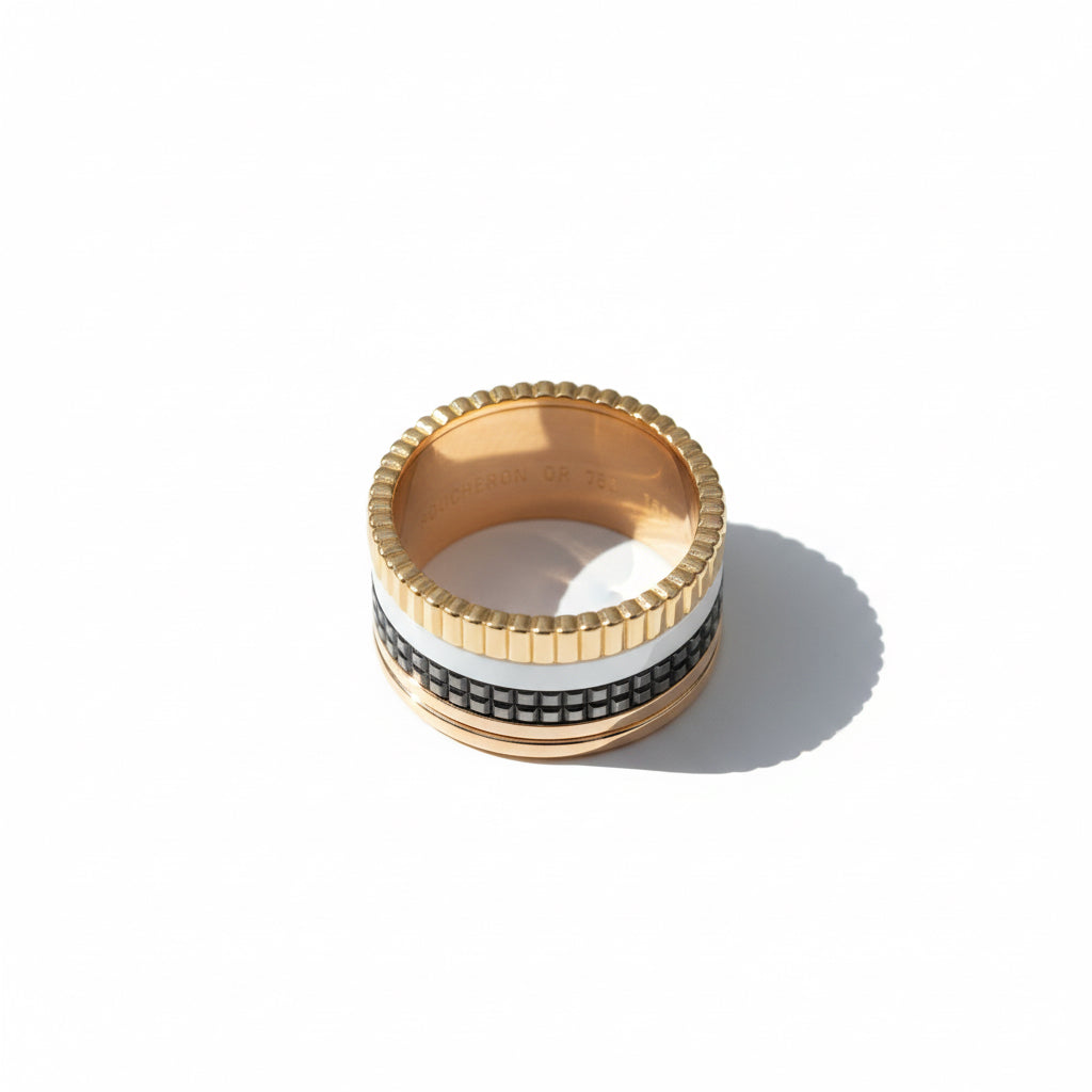 Boucheron - Bague Quatre Classique Large - Or jaune - Or blanc et or rose
