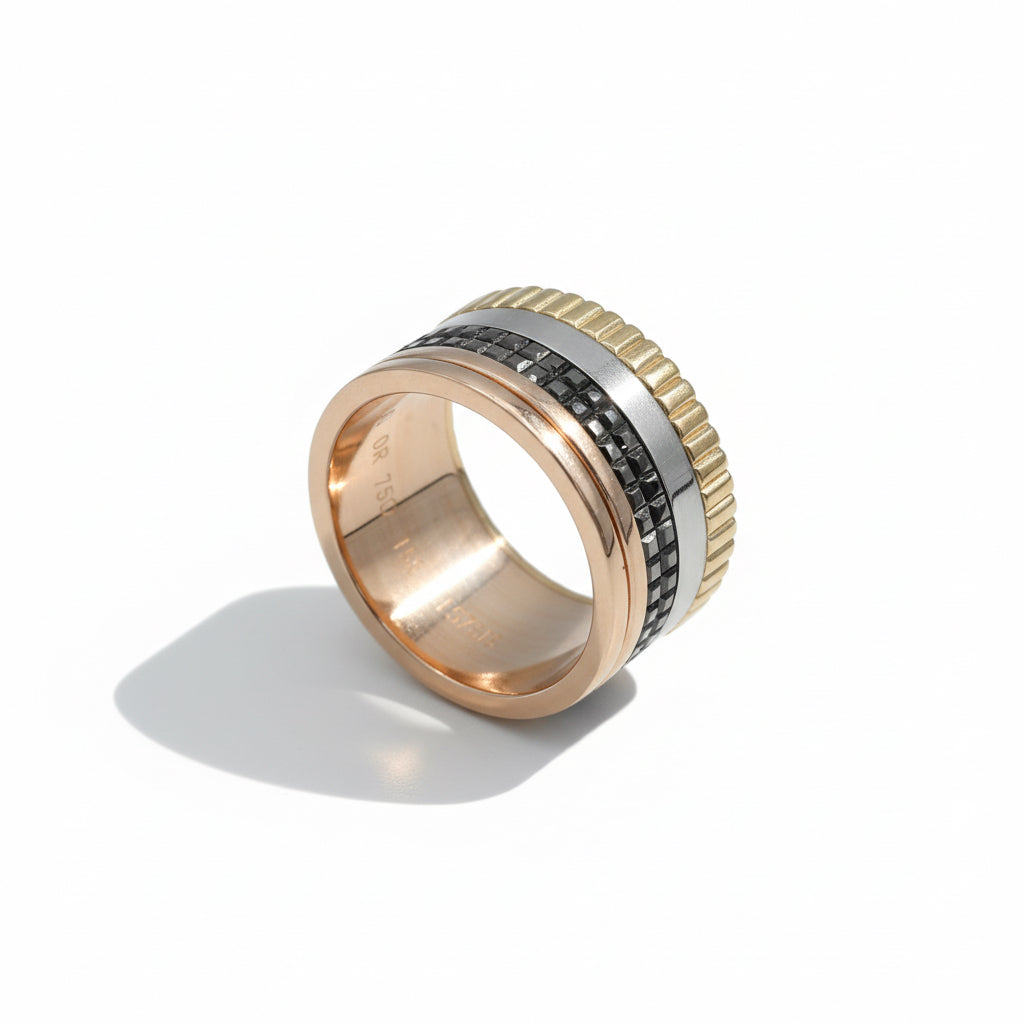 Boucheron - Bague Quatre Classique Large - Or jaune - Or blanc et or rose