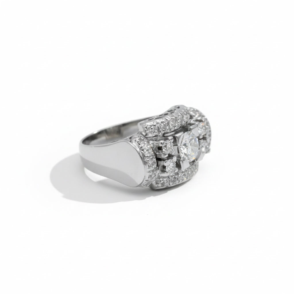 Art Déco - Bague - Or blanc et Diamants 1,20 carats