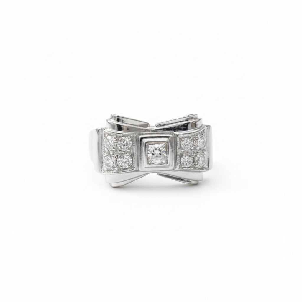 Bague Noeud - Or blanc et diamants 0,30 carat