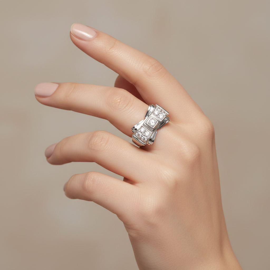 Bague Noeud - Or blanc et diamants 0,30 carat