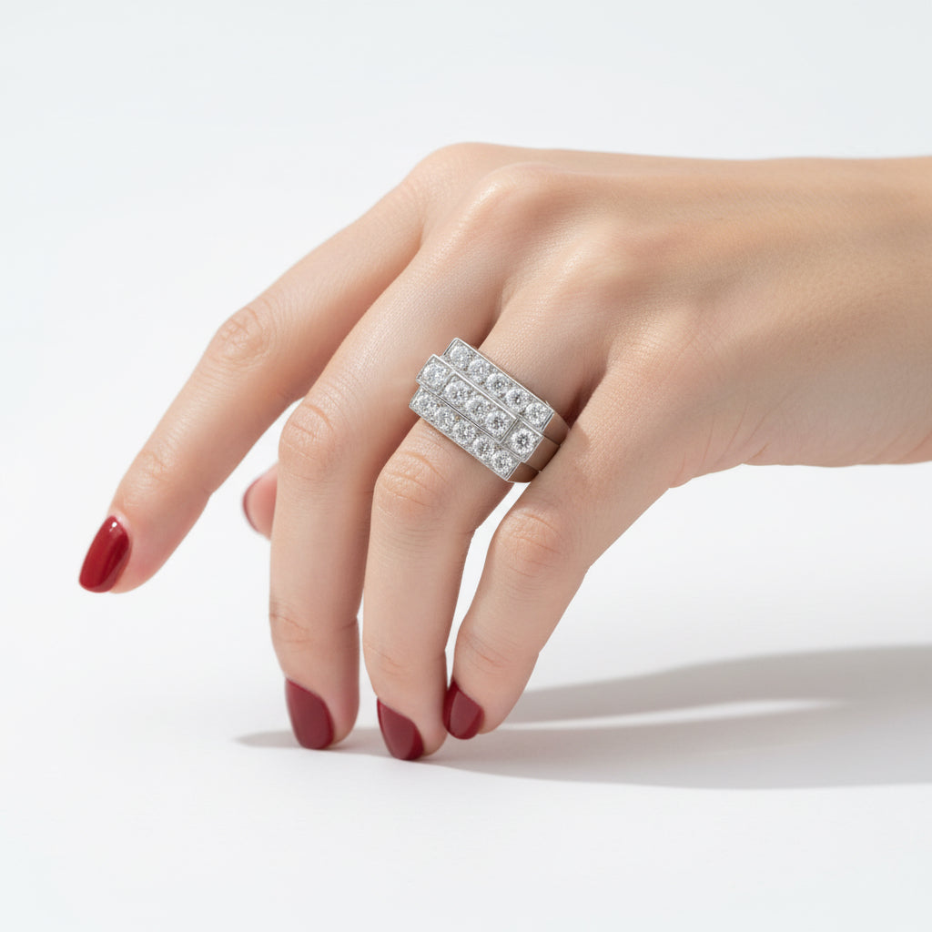 Bague Tank - Platine et Diamants 1,95 carats