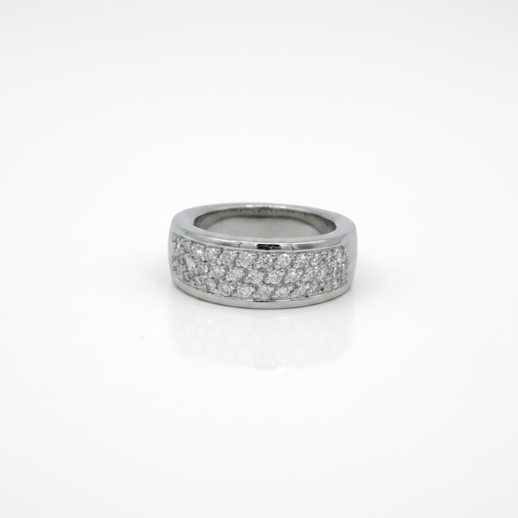 Bague Jonc - Or blanc avec pavage diamants