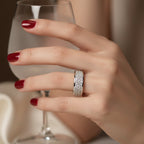 Bague Jonc - Or blanc avec pavage diamants