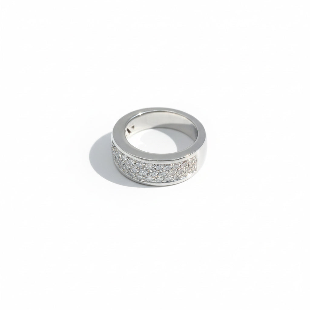 Bague Jonc - Or blanc avec pavage diamants