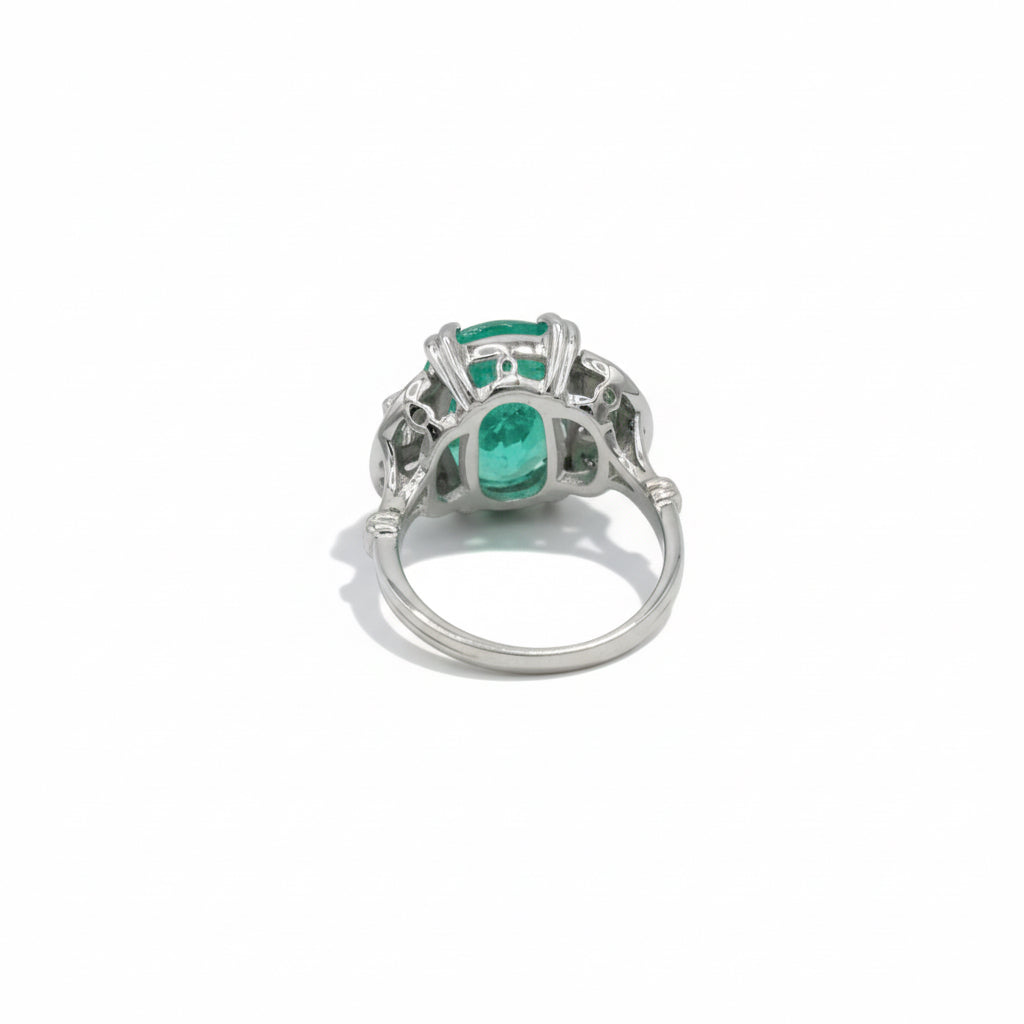 Bague Or blanc - Emeraude Colombie 5,12 carats