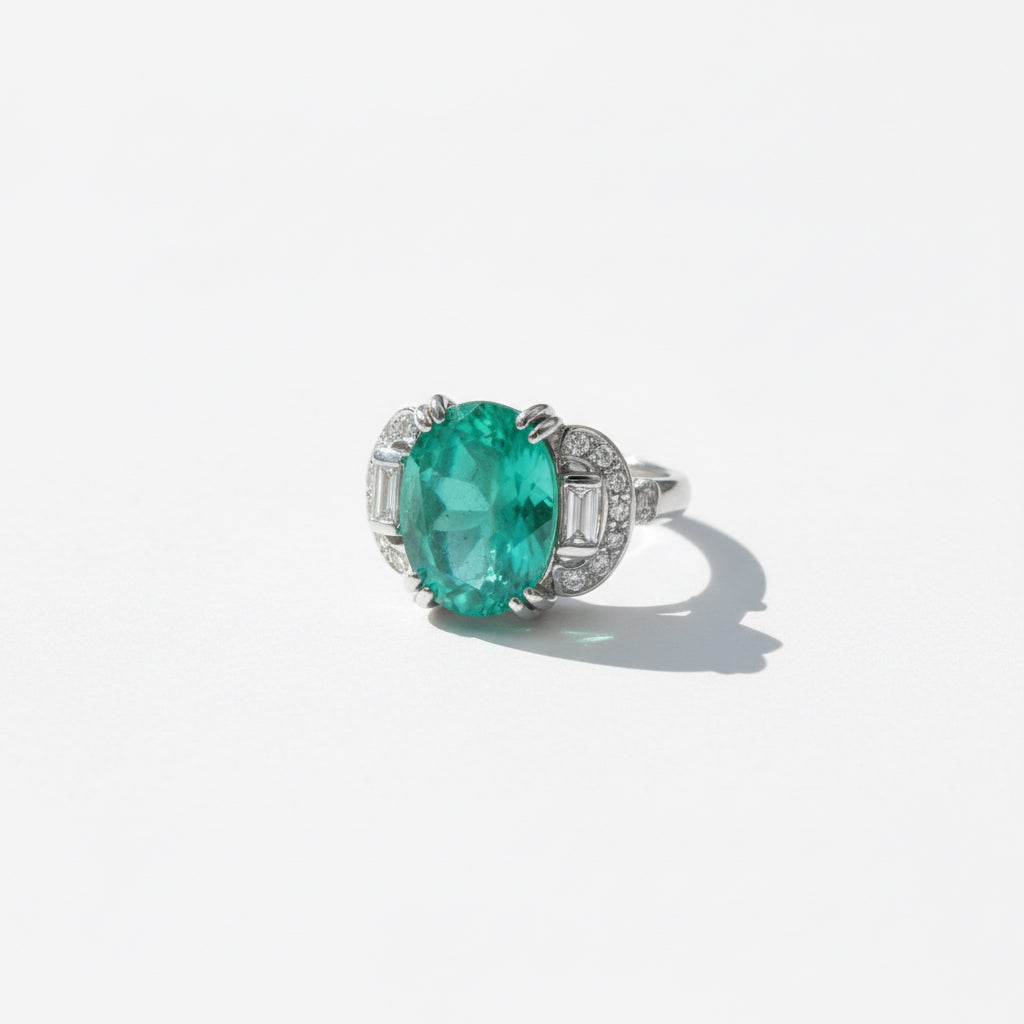 Bague Or blanc - Emeraude Colombie 5,12 carats
