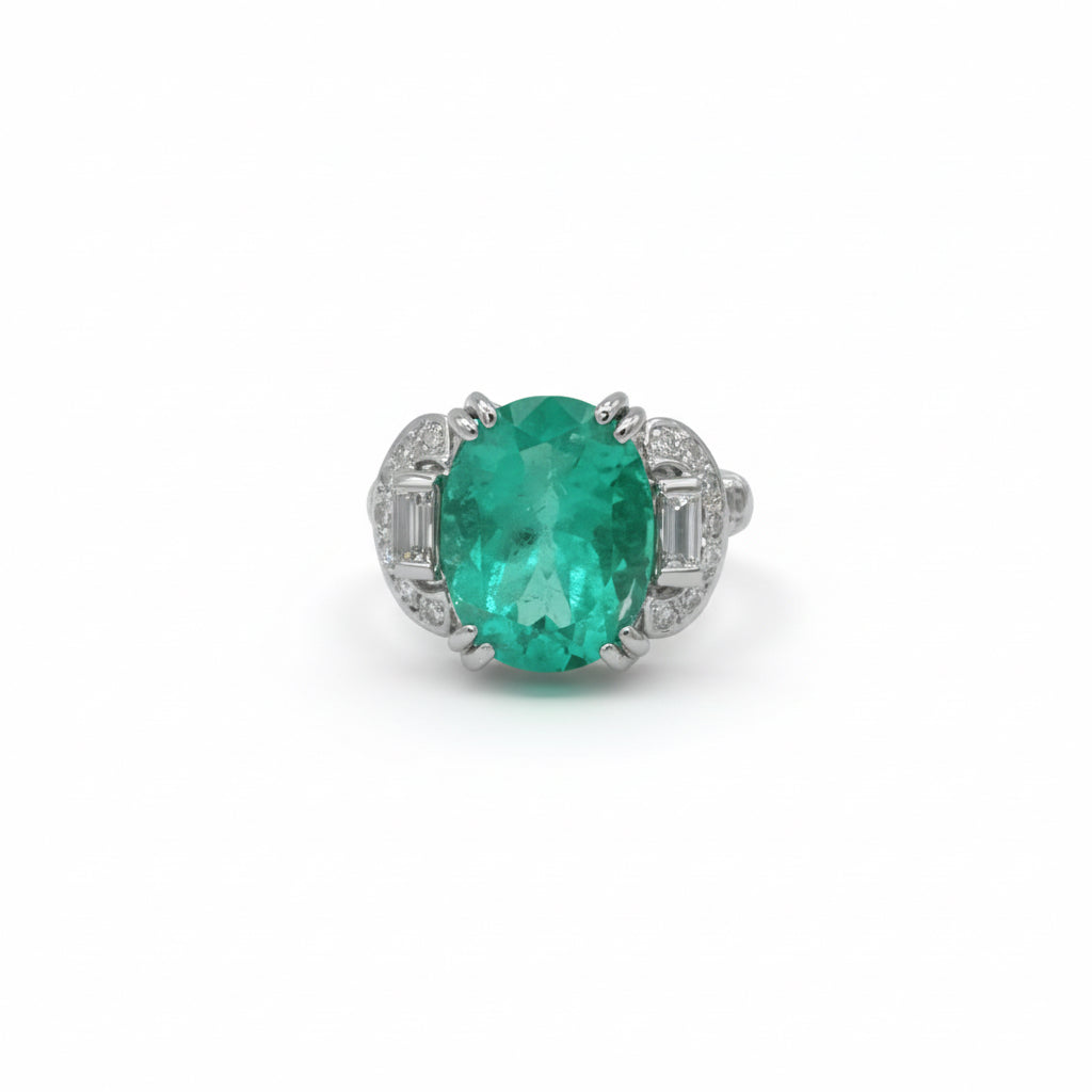 Bague Or blanc - Emeraude Colombie 5,12 carats