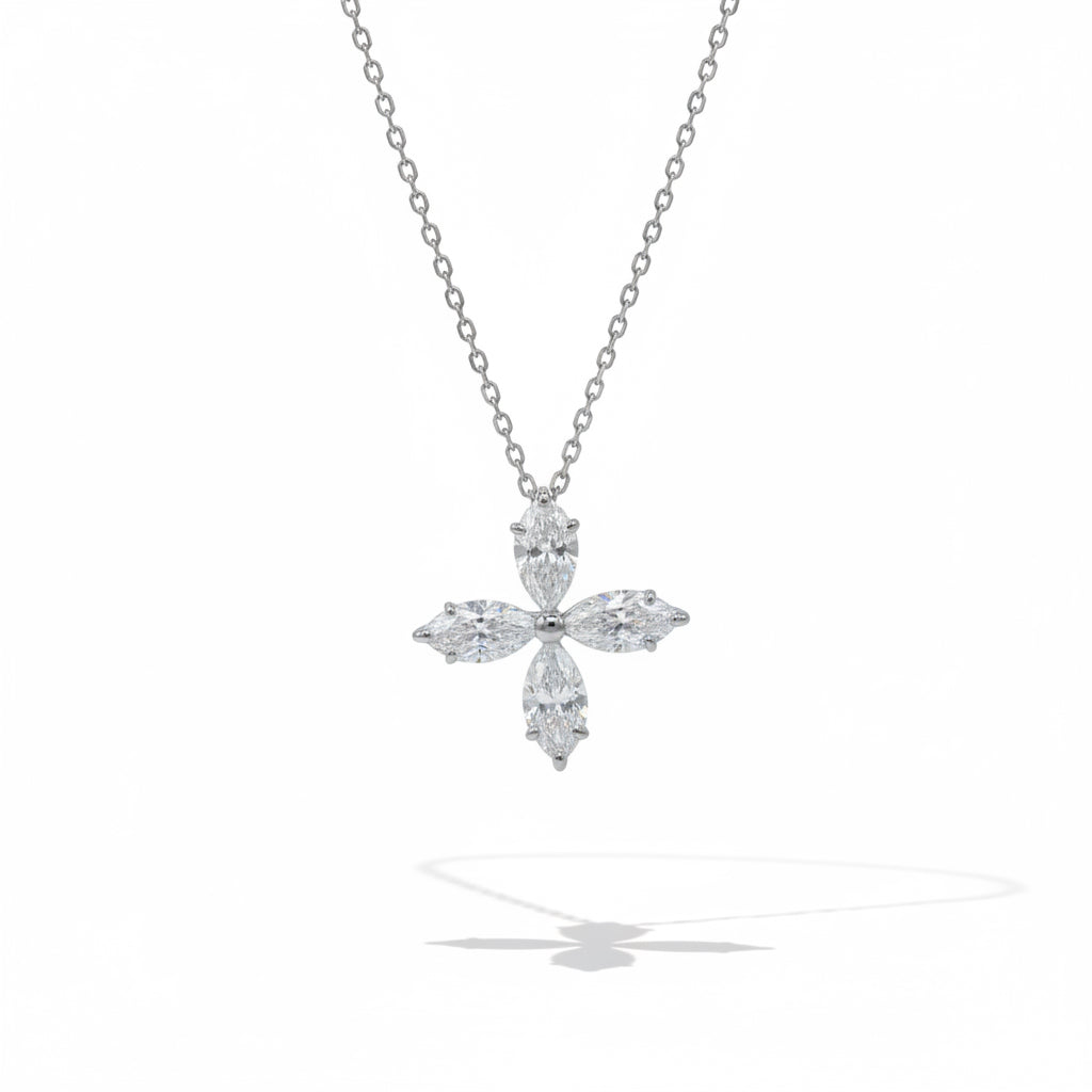 Collier Trèfle - Or blanc et Diamants