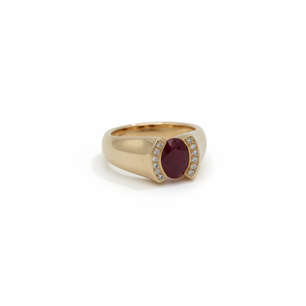 Bague Vintage - Or jaune Rubis et diamants