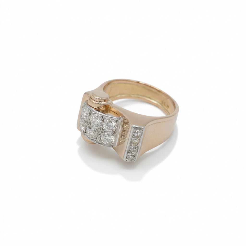 Bague Tank - Or rosé - Diamants 0,75 carat