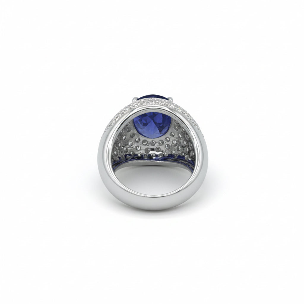 Bague - Or blanc - Tanzanite 4,63 carats - Diamants 2,20 carats
