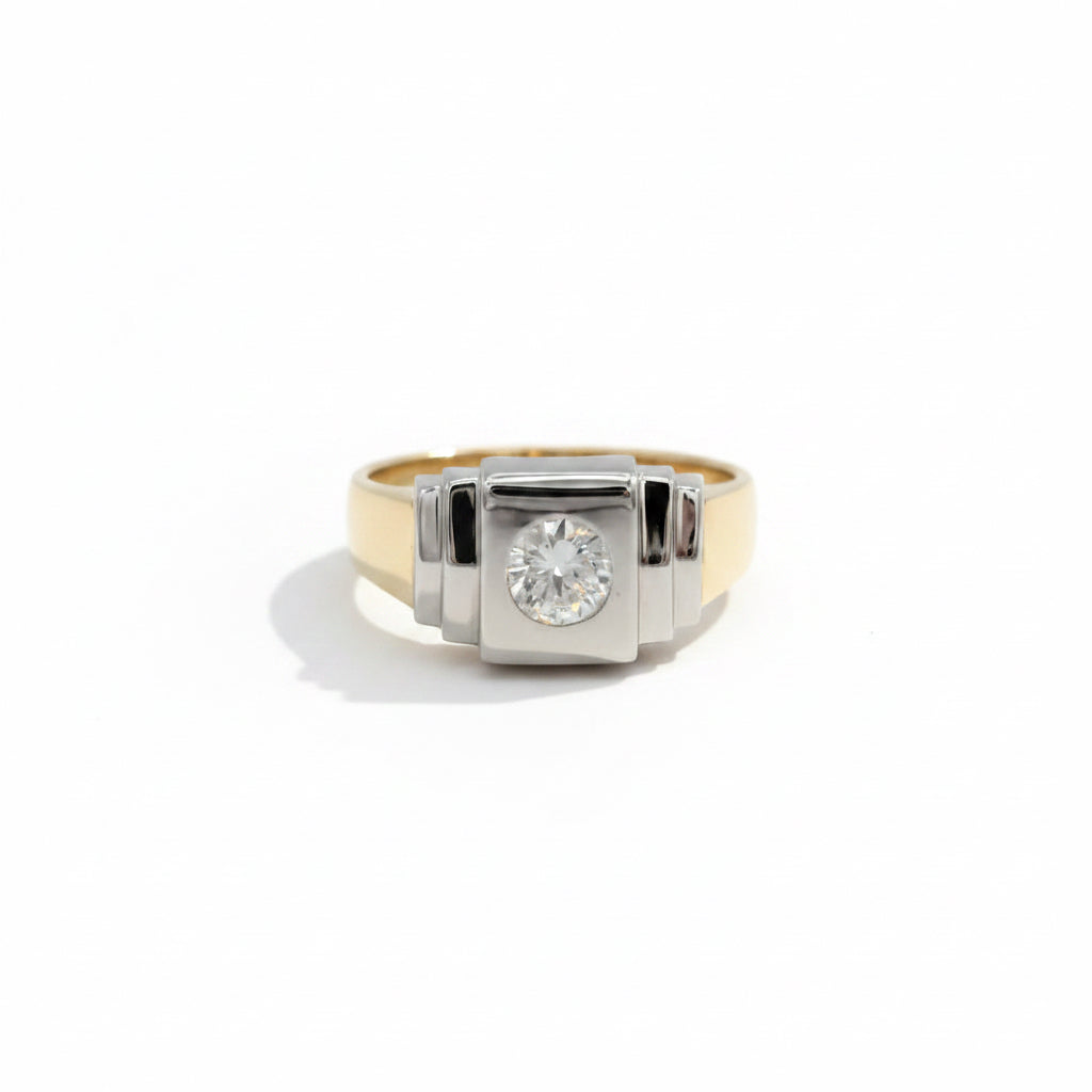 Art déco - Bague 2 ors - Diamant 0,50 carat