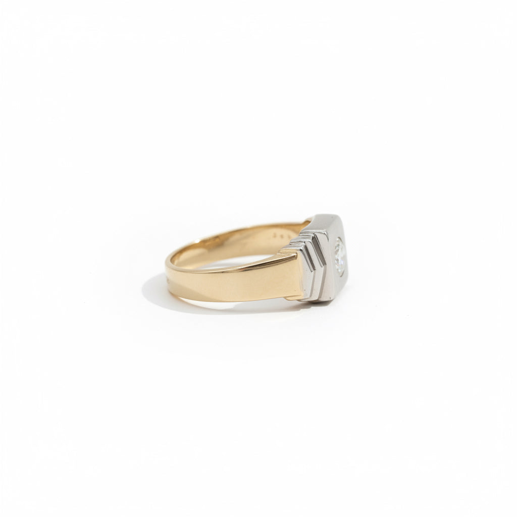 Art déco - Bague 2 ors - Diamant 0,50 carat