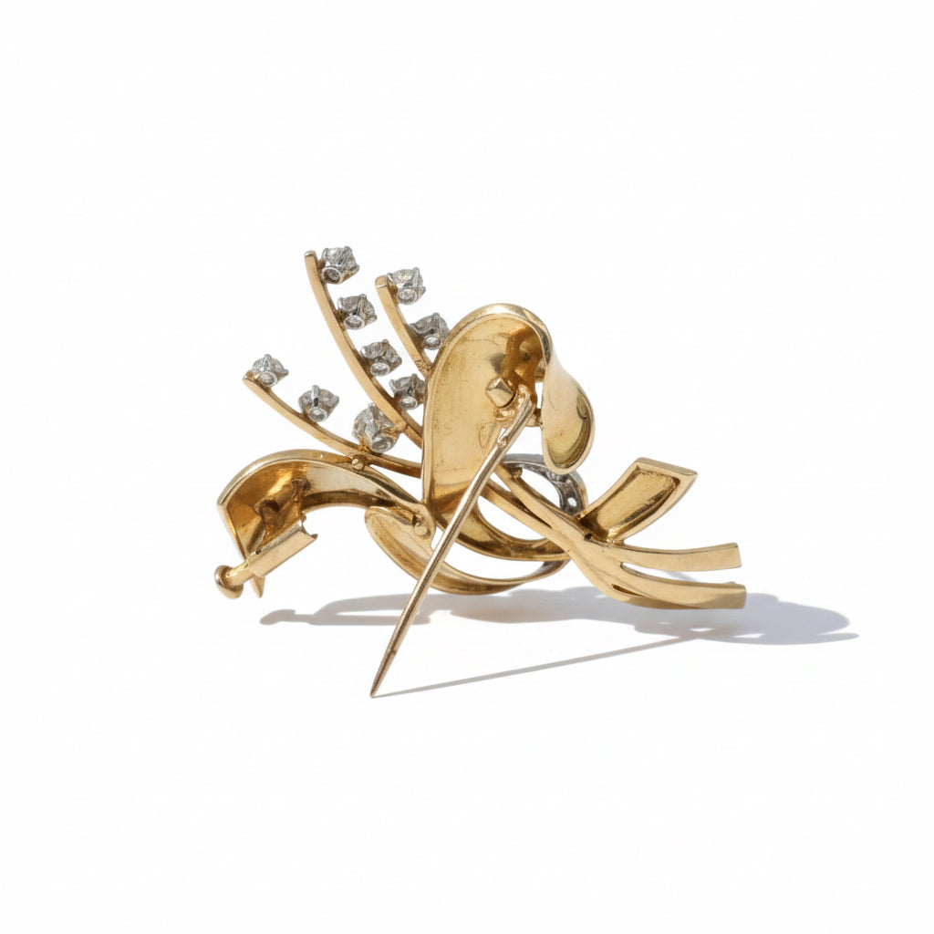 Broche Or jaune et Platine - Diamants 1,05 carats