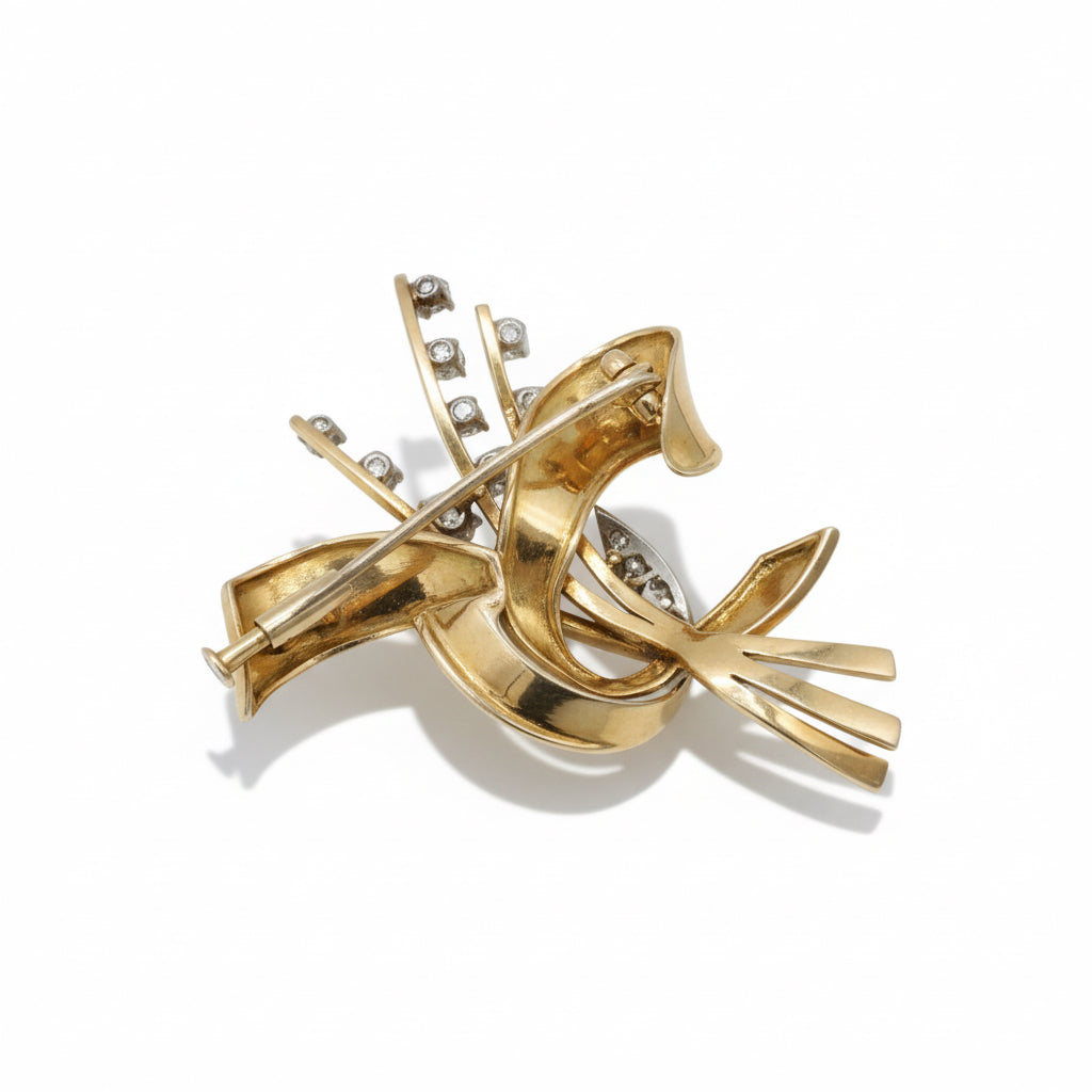 Broche Or jaune et Platine - Diamants 1,05 carats