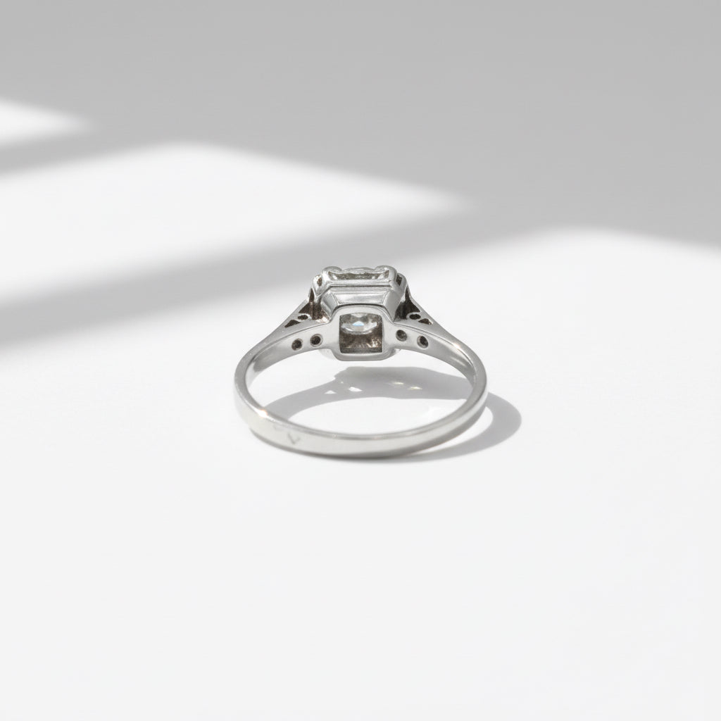 Bague Taille Ancienne - Or blanc - Diamant 0,20 carat