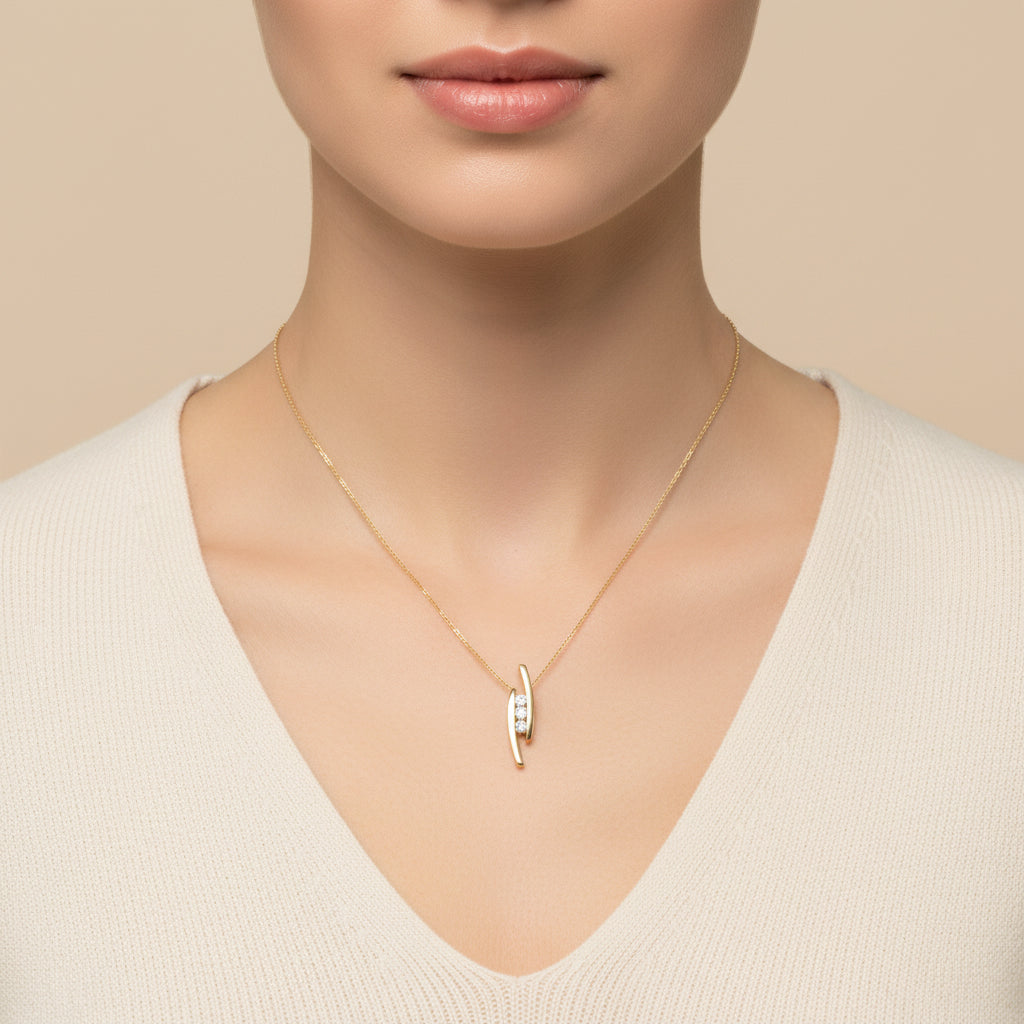 Pendentif Trilogie Or jaune - Diamants