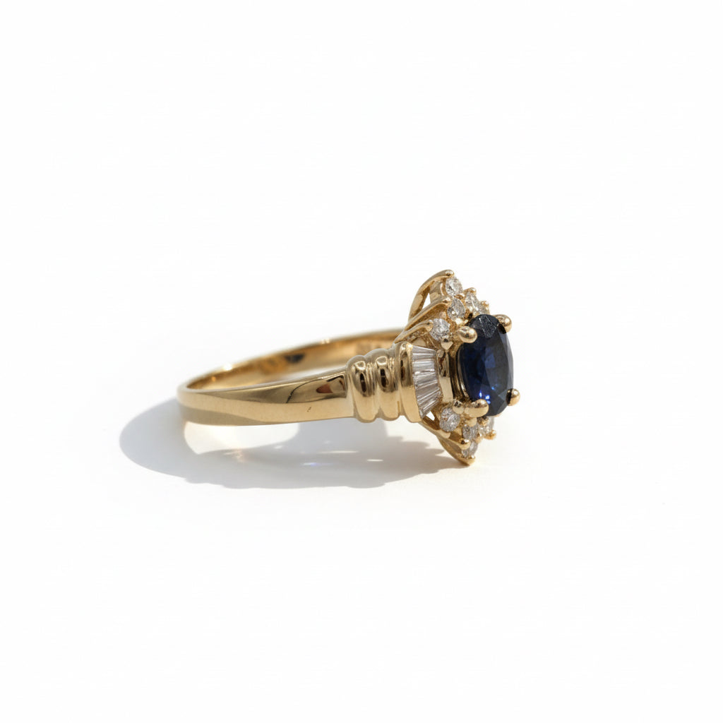 Bague - Or jaune -Saphir et Diamants