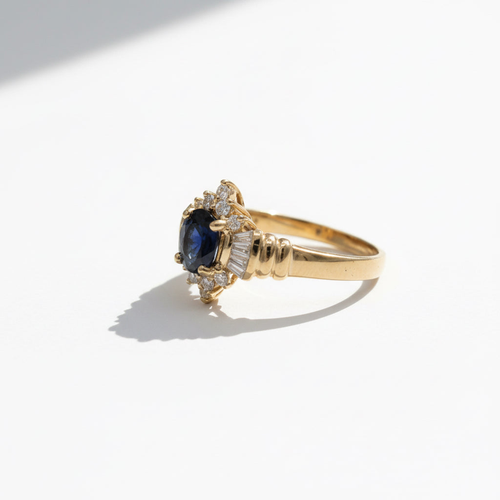 Bague - Or jaune -Saphir et Diamants