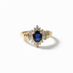 Bague - Or jaune -Saphir et Diamants