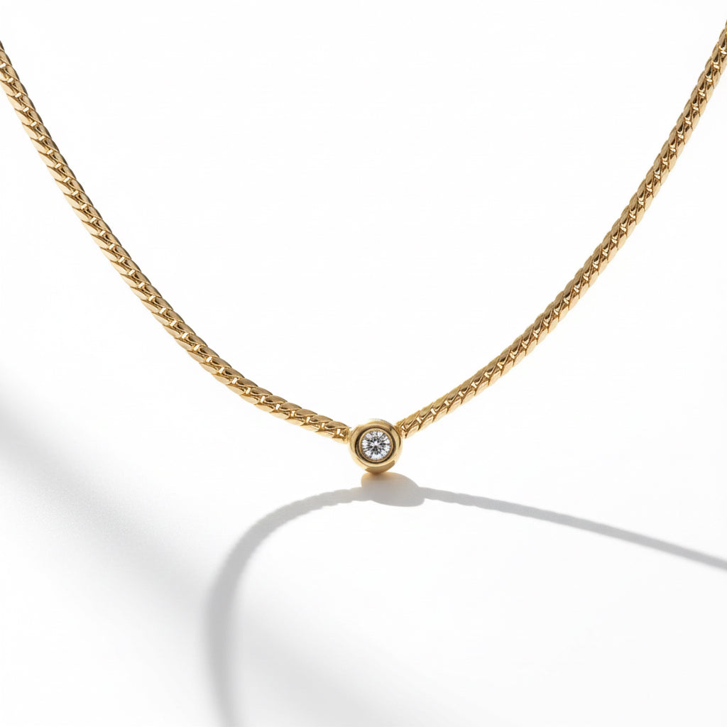 A. Roure - Collier Maille Anglaise  - Or jaune - Diamant