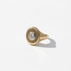 Yellow gold and diamond signet ring
