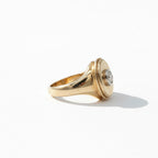 Yellow gold and diamond signet ring