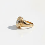 Yellow gold and diamond signet ring