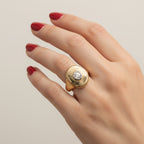 Yellow gold and diamond signet ring