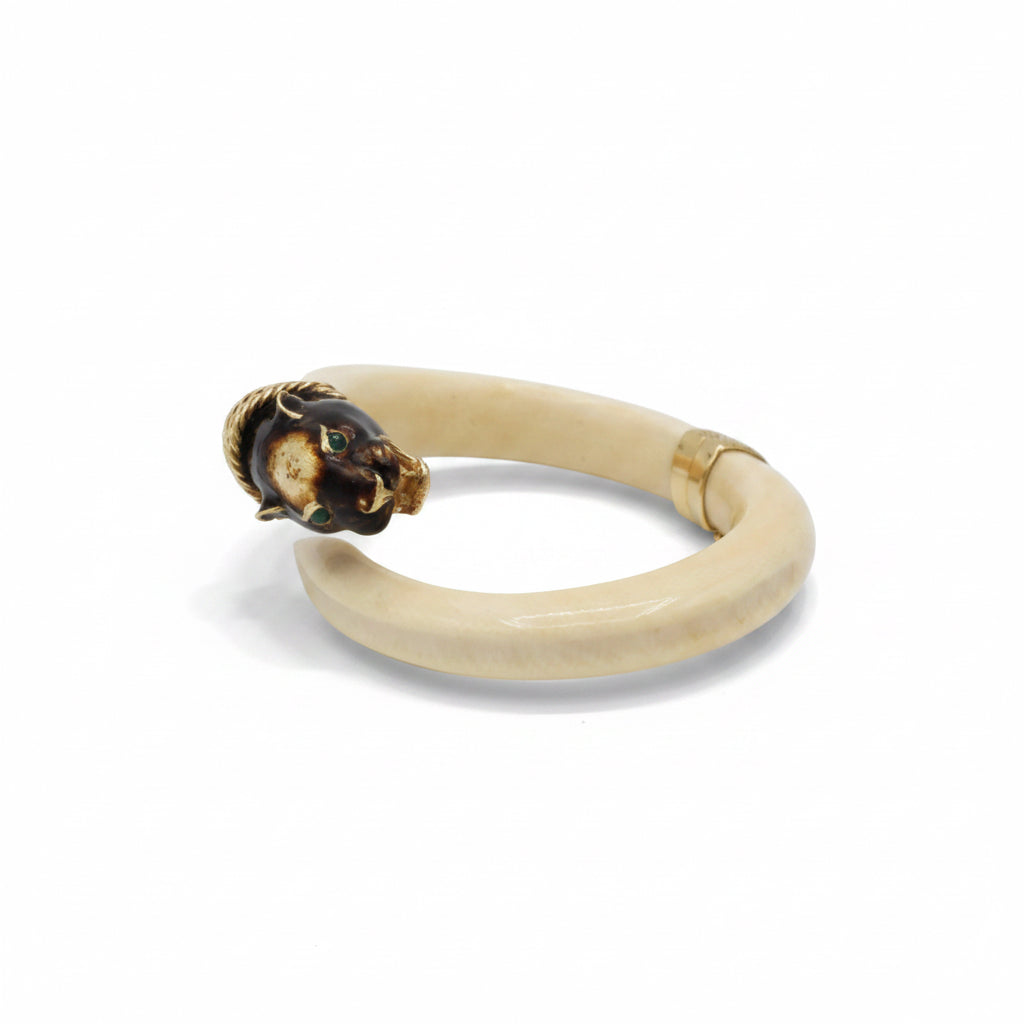 Bracelet Jonc Animalier - Ivoire - Or jaune