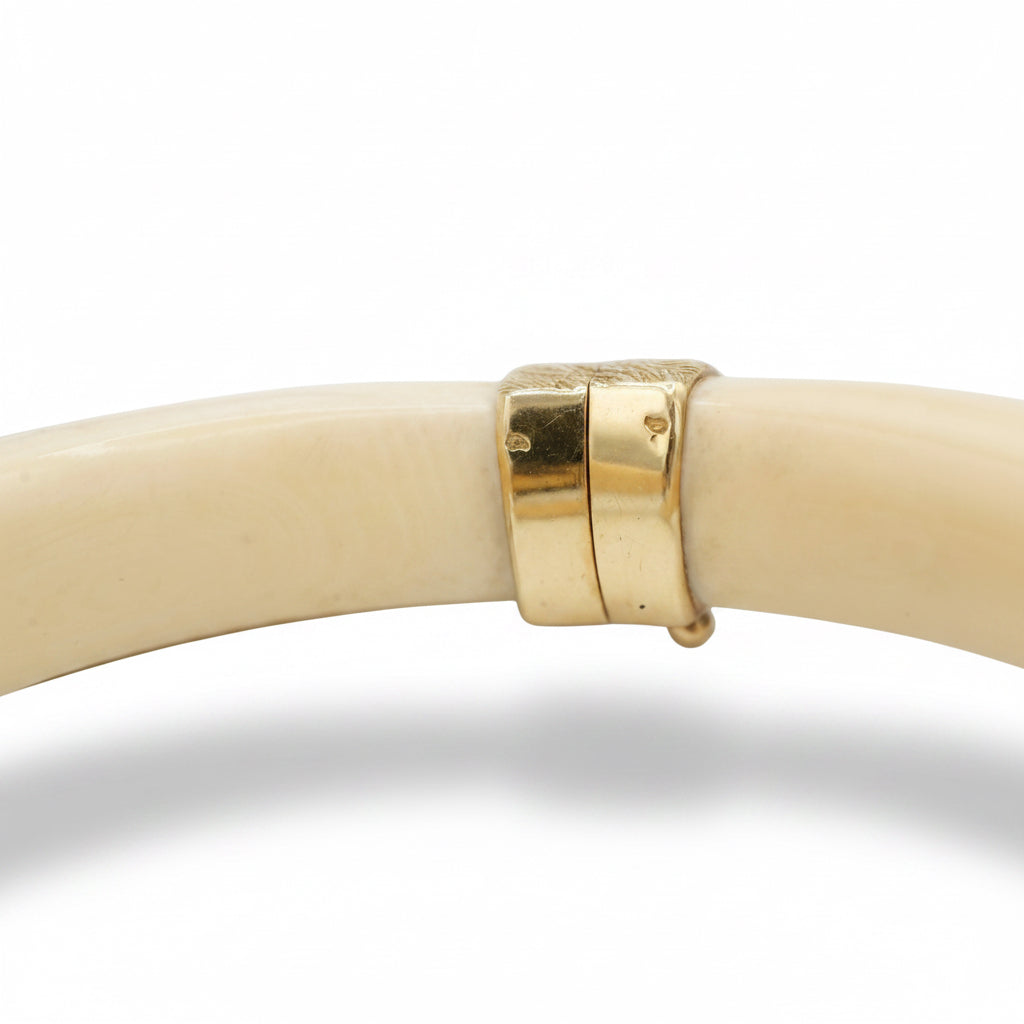 Bracelet Jonc Animalier - Ivoire - Or jaune