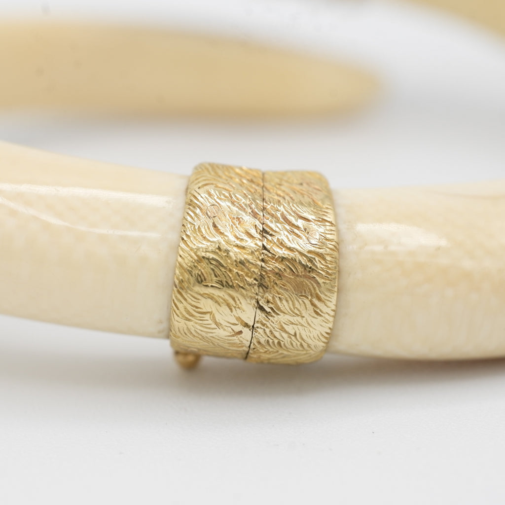 Bracelet Jonc Animalier - Ivoire - Or jaune