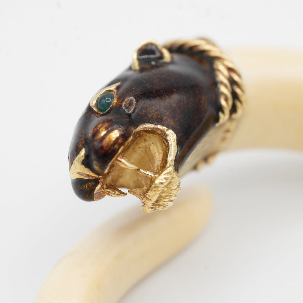 Bracelet Jonc Animalier - Ivoire - Or jaune
