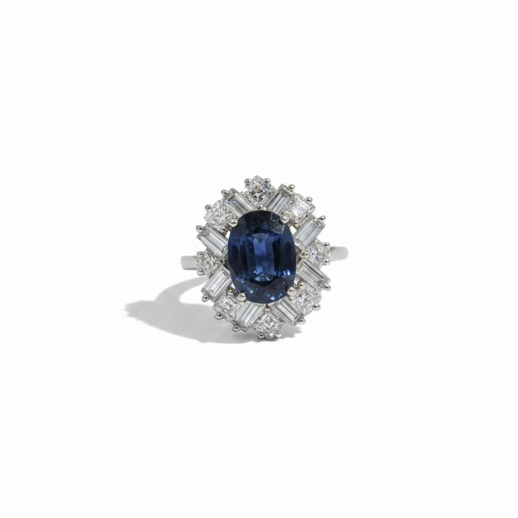 Bague Cocktail Saphir 3,74 carats - Année 70