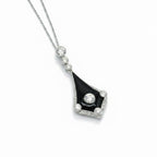Art Déco - Collier pendentif - Platine - Diamants