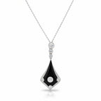 Art Déco - Collier pendentif - Platine - Diamants