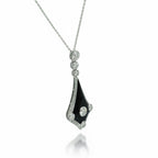 Art Déco - Collier pendentif - Platine - Diamants