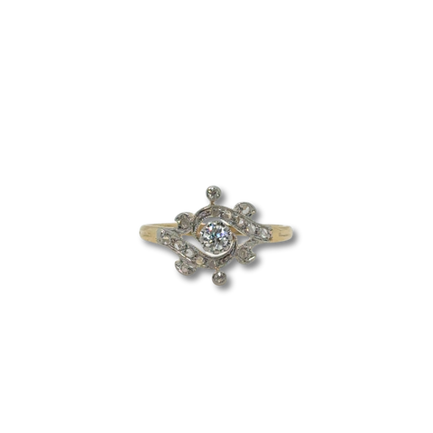 Art Nouveau - Bague deux ors et Diamants