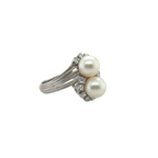 Bague Toi et Moi - Or Blanc - Perles de culture et Diamants