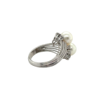 Bague Toi et Moi - Or Blanc - Perles de culture et Diamants