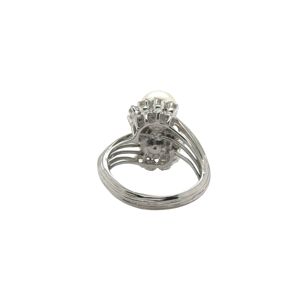 Bague Toi et Moi - Or Blanc - Perles de culture et Diamants