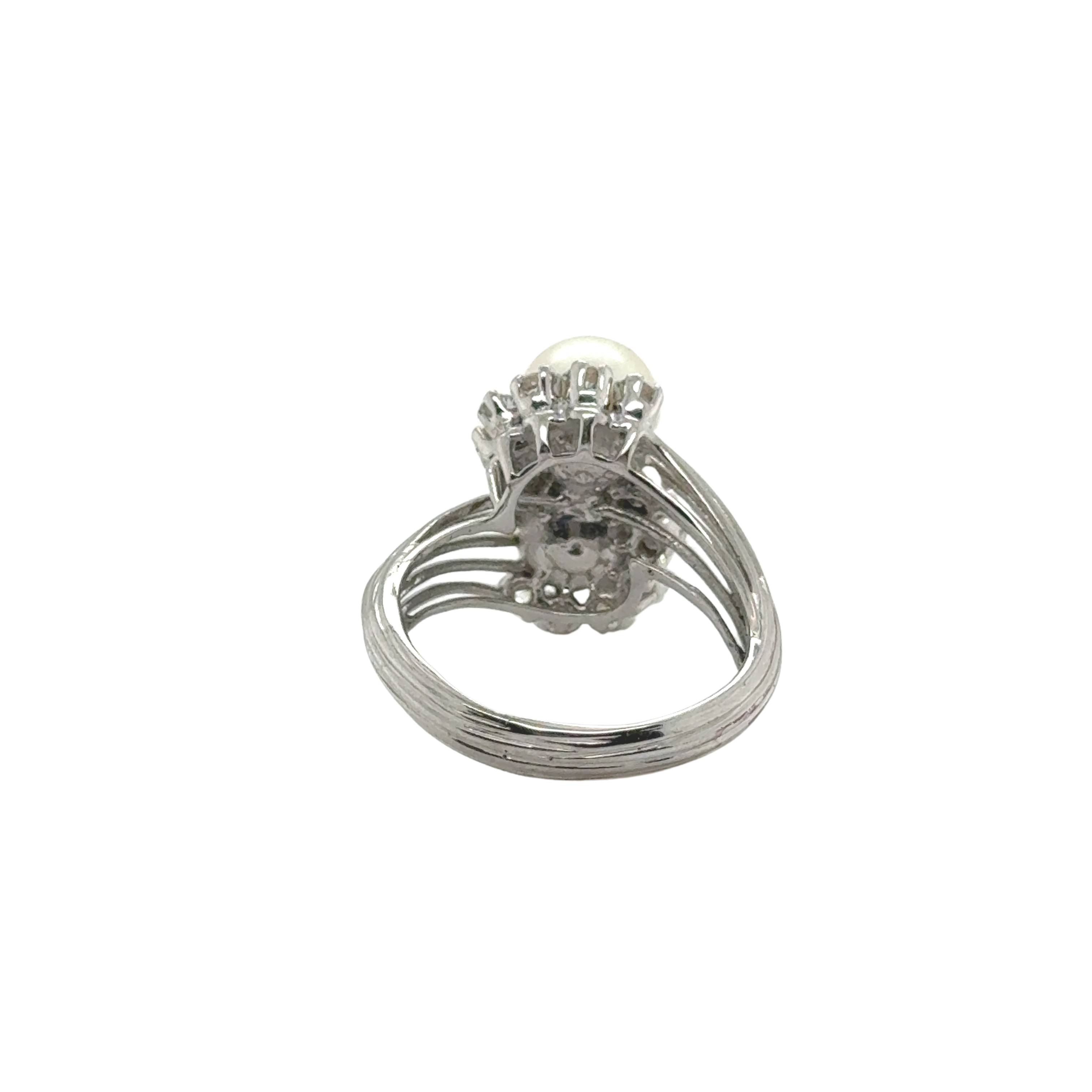 Bague Toi et Moi - Or Blanc - Perles de culture et Diamants