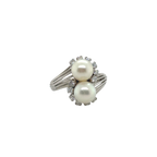 Bague Toi et Moi - Or Blanc - Perles de culture et Diamants